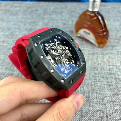 Replica RICHARD MILLE RM50-27-01 Miyota Automatic Mens Watch Carbon Fiber Red Rubber Strap