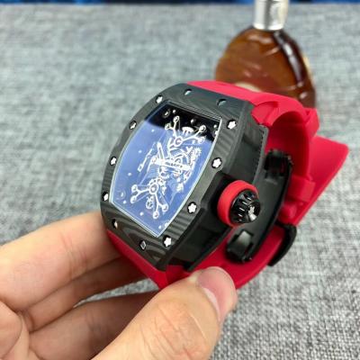 Replica RICHARD MILLE RM50-27-01 Miyota Automatic Mens Watch Carbon Fiber Red Rubber Strap