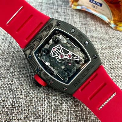 Replica RICHARD MILLE RM50-27-01 Miyota Automatic Mens Watch Carbon Fiber Red Rubber Strap