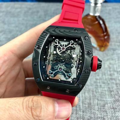 Replica RICHARD MILLE RM50-27-01 Miyota Automatic Mens Watch Carbon Fiber Red Rubber Strap