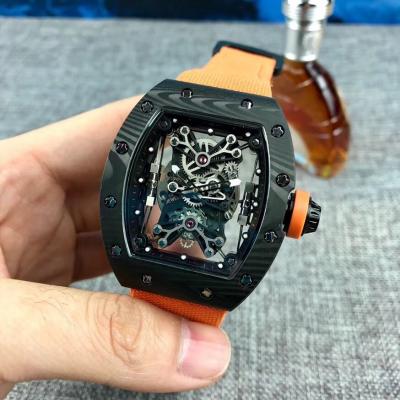 Replica RICHARD MILLE RM50-27-01 Miyota Automatic Mens Watch Carbon Fiber Orange Nylon Strap