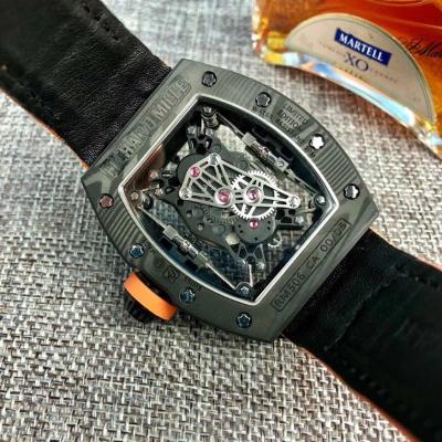 Replica RICHARD MILLE RM50-27-01 Miyota Automatic Mens Watch Carbon Fiber Orange Nylon Strap