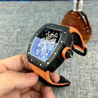 Replica RICHARD MILLE RM50-27-01 Miyota Automatic Mens Watch Carbon Fiber Orange Nylon Strap