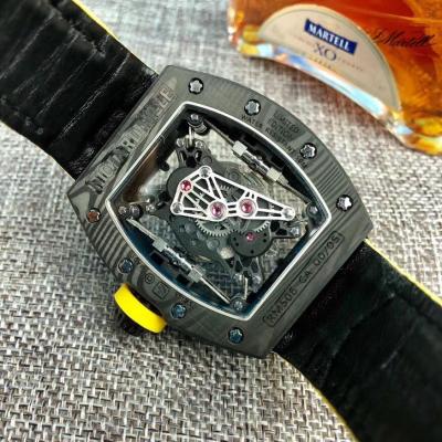 Replica RICHARD MILLE RM50-27-01 Miyota Automatic Mens Watch Carbon Fiber Yellow Nylon Rubber Strap