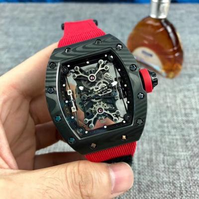 Replica RICHARD MILLE RM50-27-01 Miyota Automatic Mens Watch Carbon Fiber Yellow Nylon Rubber Strap