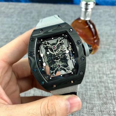 Replica RICHARD MILLE RM50-27-01 Miyota Automatic Mens Watch Carbon Fiber Yellow Nylon Rubber Strap