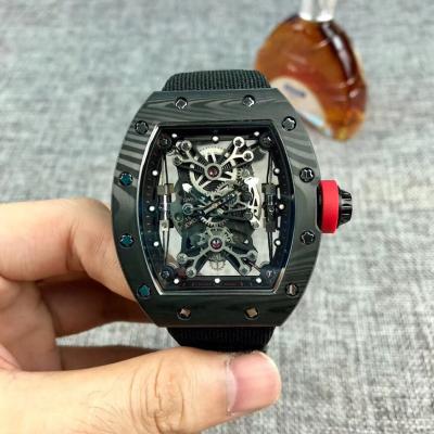 Replica RICHARD MILLE RM50-27-01 Miyota Automatic Mens Watch Carbon Fiber Steel All Blcak Rubber Strap 9Style