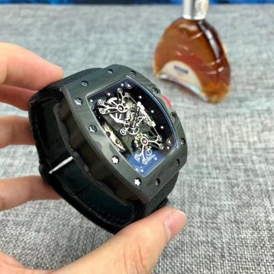 Replica RICHARD MILLE RM50-27-01 Miyota Automatic Mens Watch Carbon Fiber Steel All Blcak Rubber Strap 9Style