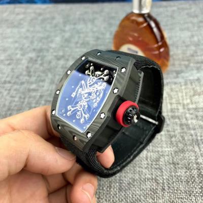 Replica RICHARD MILLE RM50-27-01 Miyota Automatic Mens Watch Carbon Fiber Steel All Blcak Rubber Strap 9Style