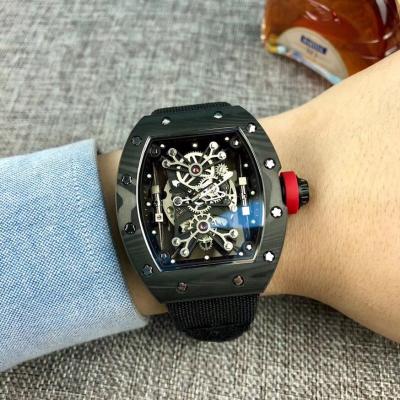 Replica RICHARD MILLE RM50-27-01 Miyota Automatic Mens Watch Carbon Fiber Steel All Blcak Rubber Strap 9Style