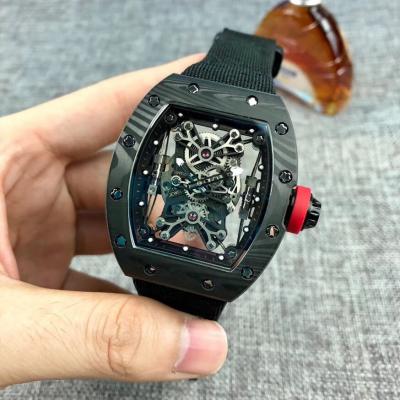 Replica RICHARD MILLE RM50-27-01 Miyota Automatic Mens Watch Carbon Fiber Steel All Blcak Rubber Strap 9Style