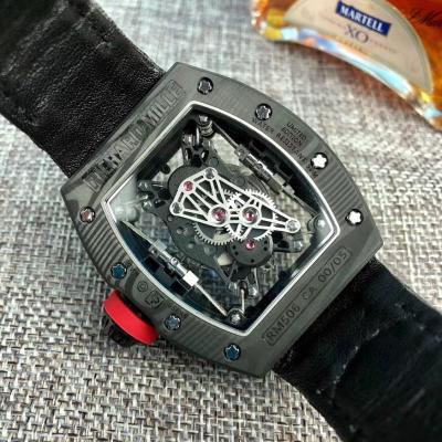 Replica RICHARD MILLE RM50-27-01 Miyota Automatic Mens Watch Carbon Fiber Steel All Blcak Rubber Strap 9Style