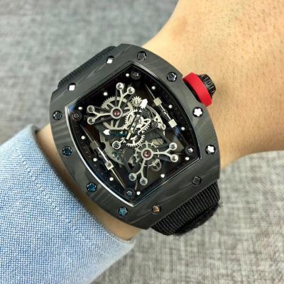 Replica RICHARD MILLE RM50-27-01 Miyota Automatic Mens Watch Carbon Fiber Steel All Blcak Rubber Strap 9Style