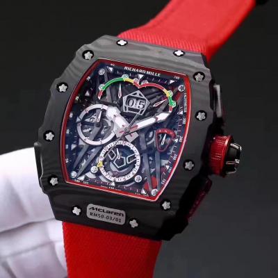 Replica RICHARD MILLE RM50-03/01 McLaren F1 Miyota Automatic RM50-03 Mens Watch Carbon Fiber Red Nylon