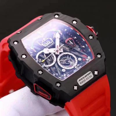 Replica RICHARD MILLE RM50-03/01 McLaren F1 Miyota Automatic RM50-03 Mens Watch Carbon Fiber RM50-03 Red Rubber Strap