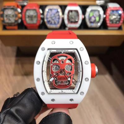 Replica RICHARD MILLE RM052 Skull Dial Miyota Automatic Ceramic Case Red Rubber