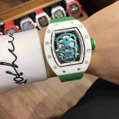 Replica RICHARD MILLE RM052 Skull Dial Miyota Automatic Ceramic Case Green Rubber RM052-01