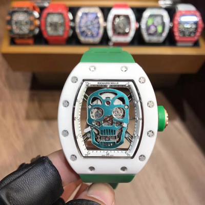 Replica RICHARD MILLE RM052 Skull Dial Miyota Automatic Ceramic Case Green Rubber RM052-01