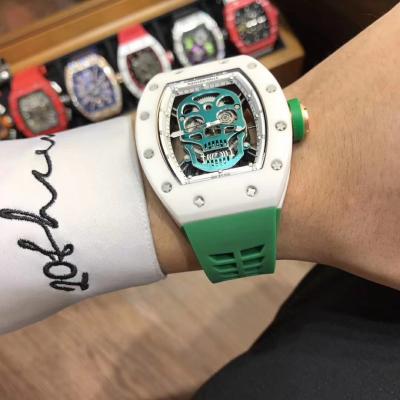 Replica RICHARD MILLE RM052 Skull Dial Miyota Automatic Ceramic Case Green Rubber RM052-01