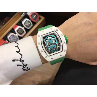 Replica RICHARD MILLE RM052 Skull Dial Miyota Automatic Ceramic Case Green Rubber RM052-01