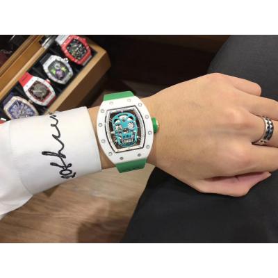 Replica RICHARD MILLE RM052 Skull Dial Miyota Automatic Ceramic Case Green Rubber RM052-01