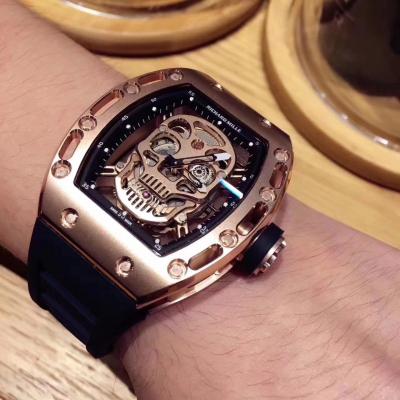 Replica RICHARD MILLE RM052 Skull Dial Miyota Automatic Rose Gold Rubber 6 Style