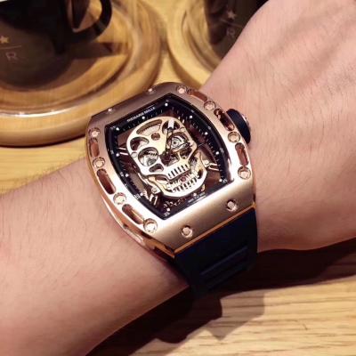 Replica RICHARD MILLE RM052 Skull Dial Miyota Automatic Rose Gold Rubber 6 Style