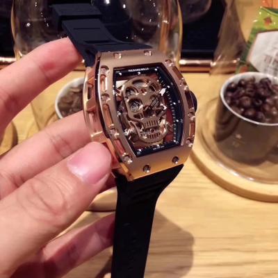 Replica RICHARD MILLE RM052 Skull Dial Miyota Automatic Rose Gold Rubber 6 Style