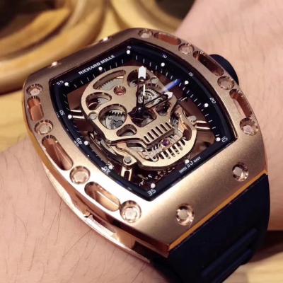 Replica RICHARD MILLE RM052 Skull Dial Miyota Automatic Rose Gold Rubber 6 Style