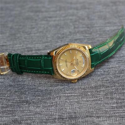 Day-Date 118138 36MM A2836 Automatic Mens Watch Best Edition TRF Yellow Gold Gold Dial  Green Leather