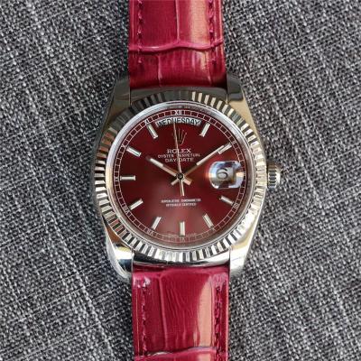 Day-Date 118139 36mm A2836 Automatic Mens Watch Best Edition TRF Fluted Bezel Cherry Index Dial  Red Leather