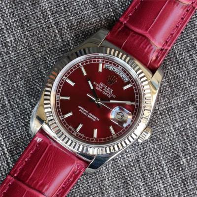 Day-Date 118139 36mm A2836 Automatic Mens Watch Best Edition TRF Fluted Bezel Cherry Index Dial  Red Leather