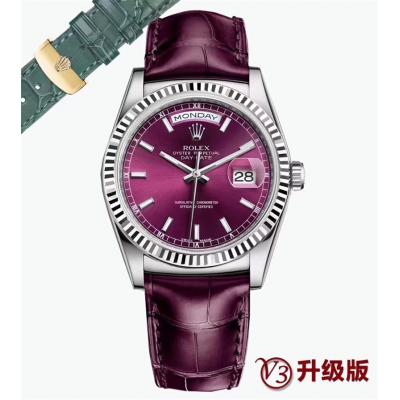 Day-Date 118139 36mm A2836 Automatic Mens Watch Best Edition TRF Fluted Bezel Cherry Index Dial  Red Leather