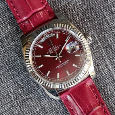 Day-Date 118139 36mm A2836 Automatic Mens Watch Best Edition TRF Fluted Bezel Cherry Index Dial  Red Leather