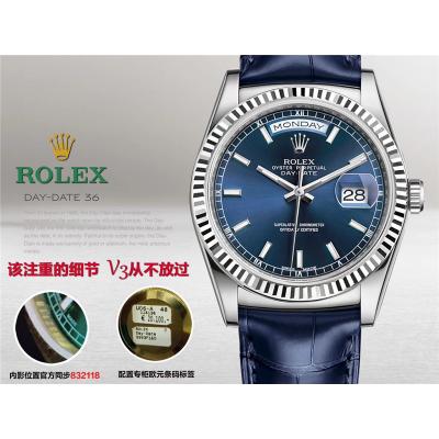 Day-Date 118139 36mm A2836 Automatic Mens Watch Best Edition TRF Stainless Steel Blue Dial  Blue Leather