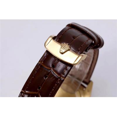 Day-Date 118138 36mm A2836 Automatic Mens Watch Best Edition TRF YG Gold Dial Diamond Brown Leather