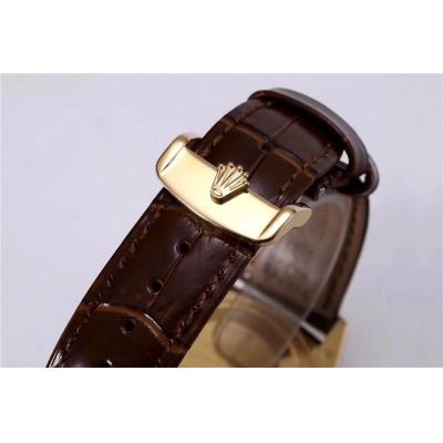 TRF Day-Date 118138 36mm A2836 Automatic Mens Watch YG Black Dial Diamond Brown Leather Best Edition