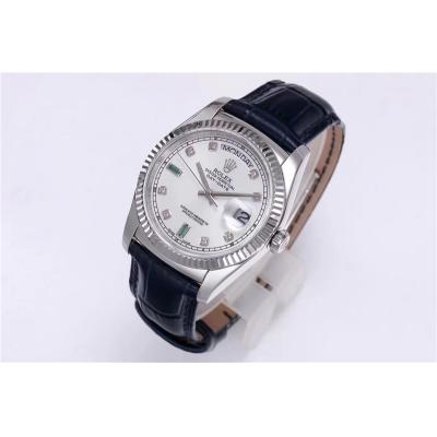 TRF Day-Date 118139 36mm A2836 Automatic Mens Watch White Dial Diamond Blue Leather Best Edition