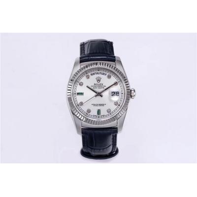 TRF Day-Date 118139 36mm A2836 Automatic Mens Watch White Dial Diamond Blue Leather Best Edition