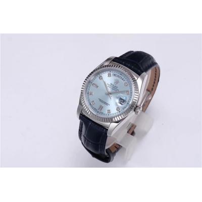 TRF Day-Date 118139 36mm A2836 Automatic Mens Watch ICE Blue Dial Diamond Blue Leather Best Edition