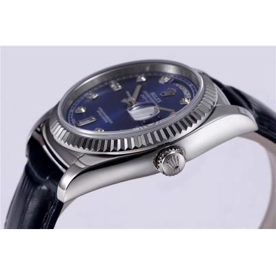 TRF Day-Date 118139 36mm A2836 Automatic Mens Watch Blue Dial Diamond Blue Leather Best Edition