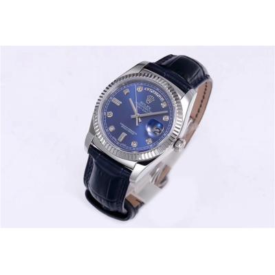 TRF Day-Date 118139 36mm A2836 Automatic Mens Watch Blue Dial Diamond Blue Leather Best Edition