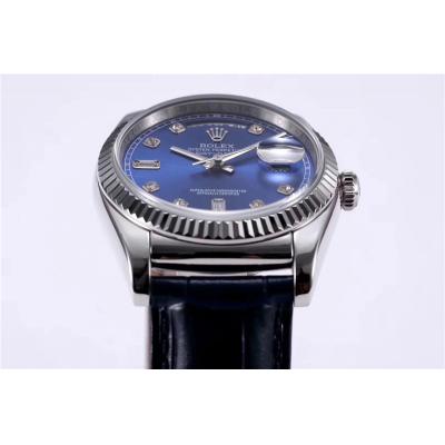 TRF Day-Date 118139 36mm A2836 Automatic Mens Watch Blue Dial Diamond Blue Leather Best Edition