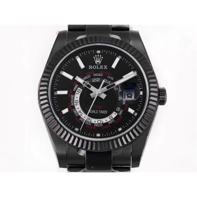 WWF Sky Dweller DIW Black PVD Fluted Bezel Black Dial A23J Automatic Mens Watch Super Clone