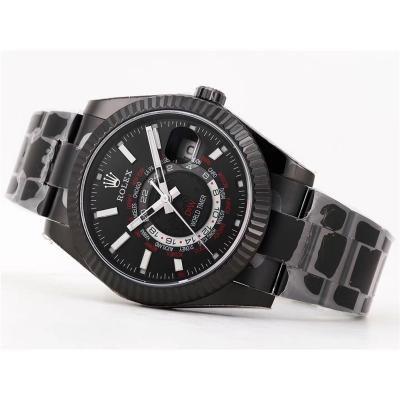 WWF Sky Dweller DIW Black PVD Fluted Bezel Black Dial A23J Automatic Mens Watch Super Clone