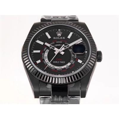 WWF Sky Dweller DIW Black PVD Fluted Bezel Black Dial A23J Automatic Mens Watch Super Clone