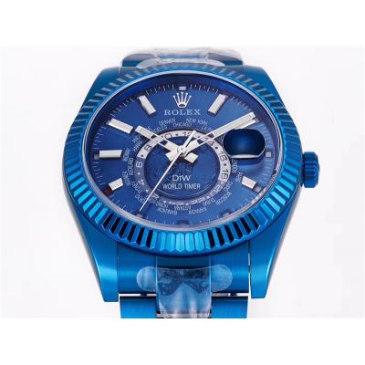 WWF Sky Dweller DIW Blue PVD Fluted Bezel Blue Dial A23J Automatic Mens Watch Super Clone