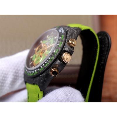 WWF Daytona Cronus Art X ETA A7750 Automatic Chronograph Mens Watch  Forged Carbon Crocodile Dial Green Nylon