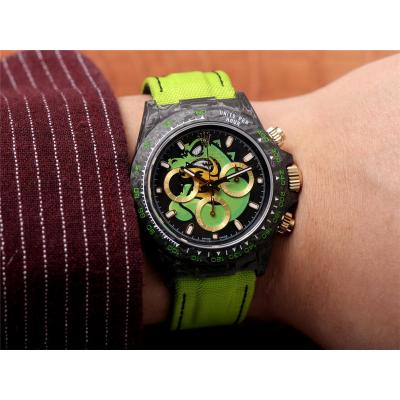 WWF Daytona Cronus Art X ETA A7750 Automatic Chronograph Mens Watch  Forged Carbon Crocodile Dial Green Nylon