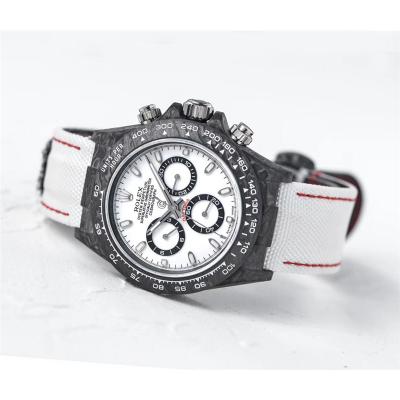 WWF Daytona Cronus Art X ETA A7750 Automatic Chronograph Mens Watch  Forged Carbon White Dial White Nylon